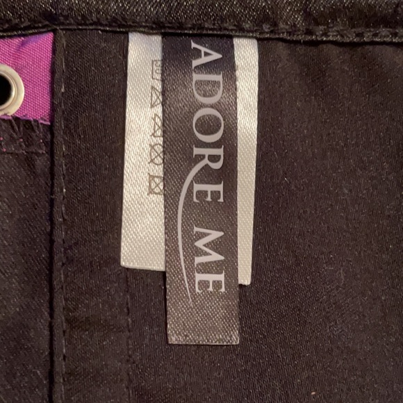 NWOT-ADORE ME SIZE XL PURPLE IRIDESCENT BUSTIER BLACK RUFFLE TRIM - Picture 8 of 8